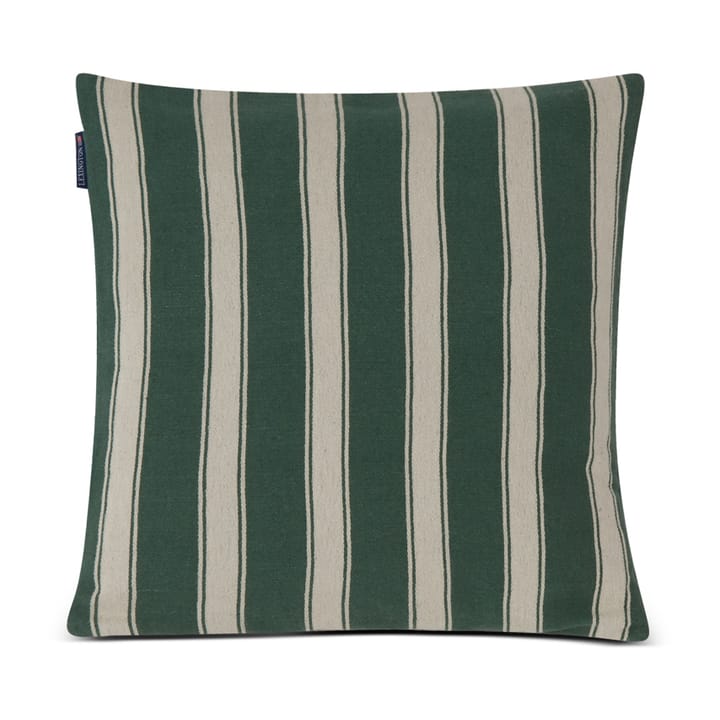 Structured Striped Linen Cotton putetrekk 50 x 50 cm, Green-beige Lexington