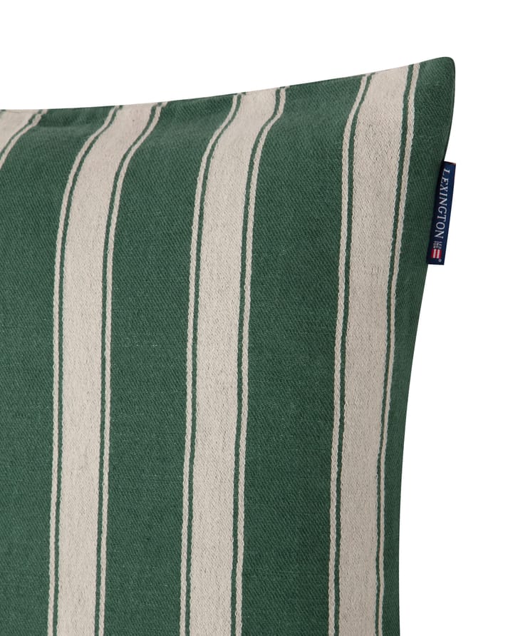 Structured Striped Linen Cotton putetrekk 50 x 50 cm, Green-beige Lexington