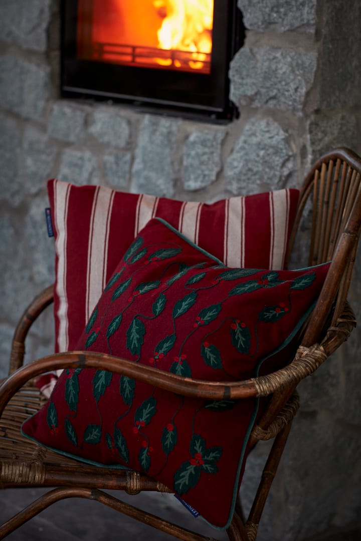 Structured Striped Linen Cotton putetrekk 50 x 50 cm, Red-beige Lexington
