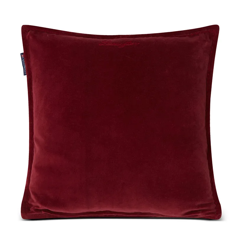 Velvet putetrekk med kant 50 x 50 cm, Dark red Lexington