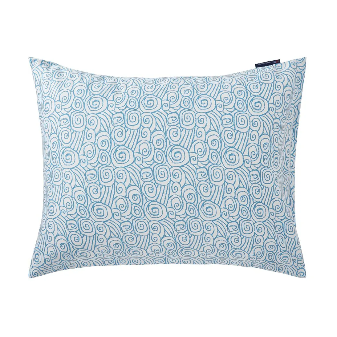 Wave Printed Cotton Sateen Putevar 50x60 cm, White-blue Lexington