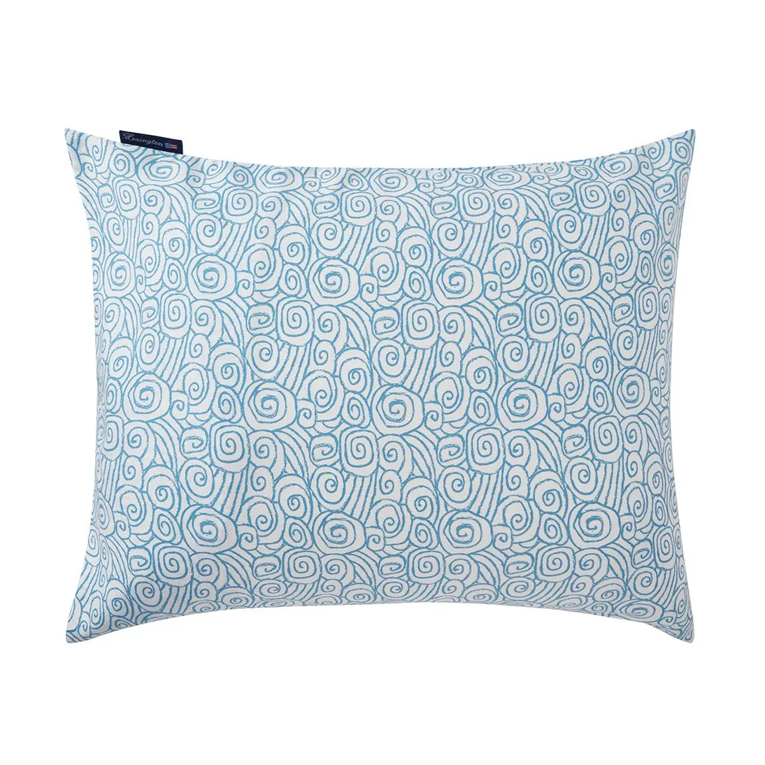 Wave Printed Cotton Sateen Putevar 50x60 cm, White-blue Lexington