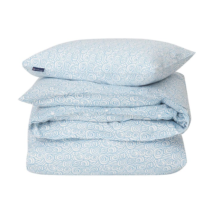 Wave Printed Cotton Sateen sengetøy-sett - White-blue, 1 putetrekk - Lexington