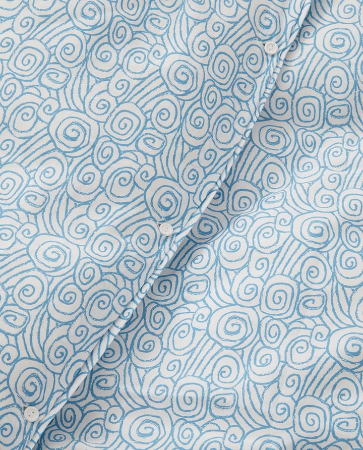 Wave Printed Cotton Sateen sengetøy-sett - White-blue, 1 putetrekk - Lexington