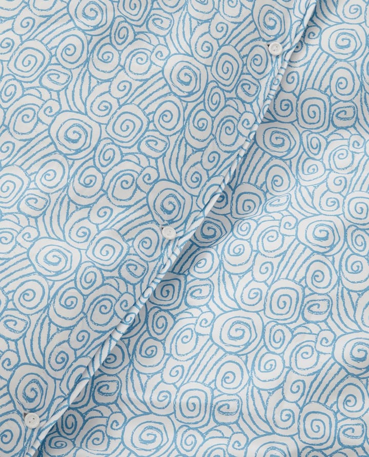 Wave Printed Cotton Sateen sengetøy-sett, White-blue, 1 putetrekk Lexington