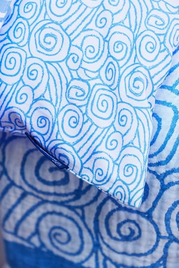 Wave Printed Cotton Sateen sengetøy-sett - White-blue, 2 putetrekk - Lexington