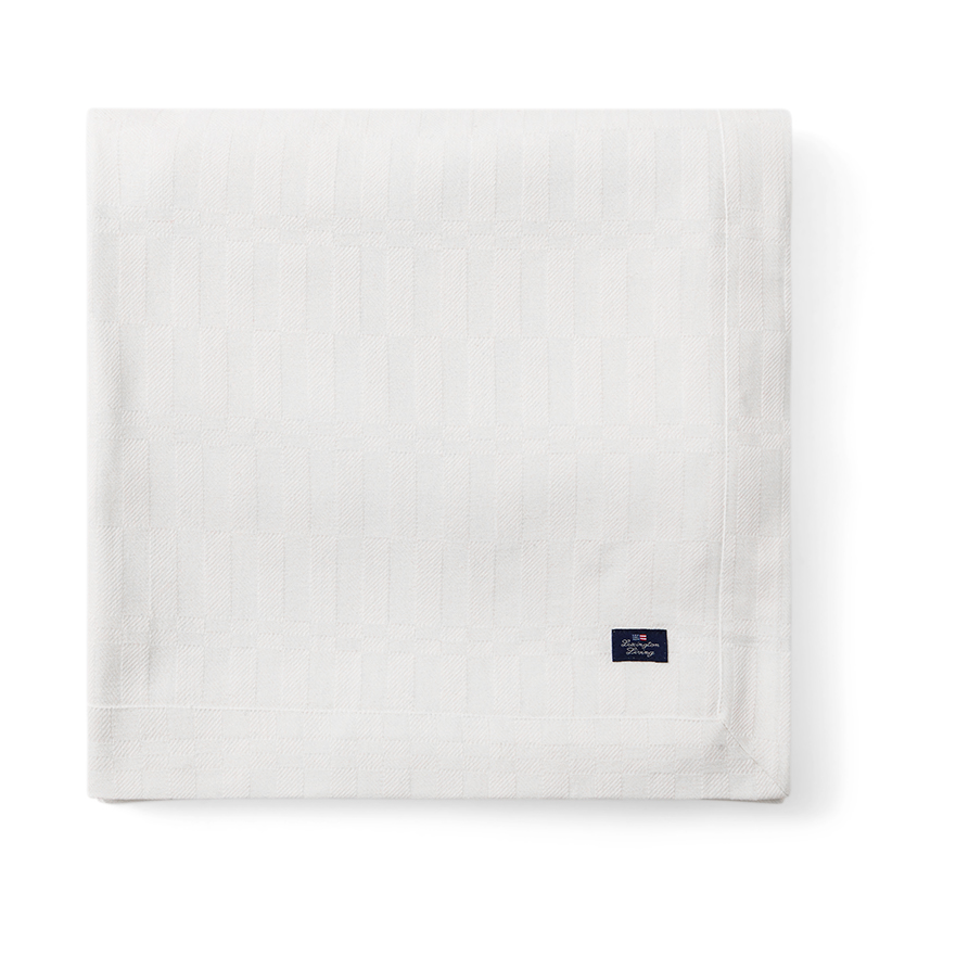 Bilde av Lexington White Jacquard Cotton duk 150x250 cm Hvit