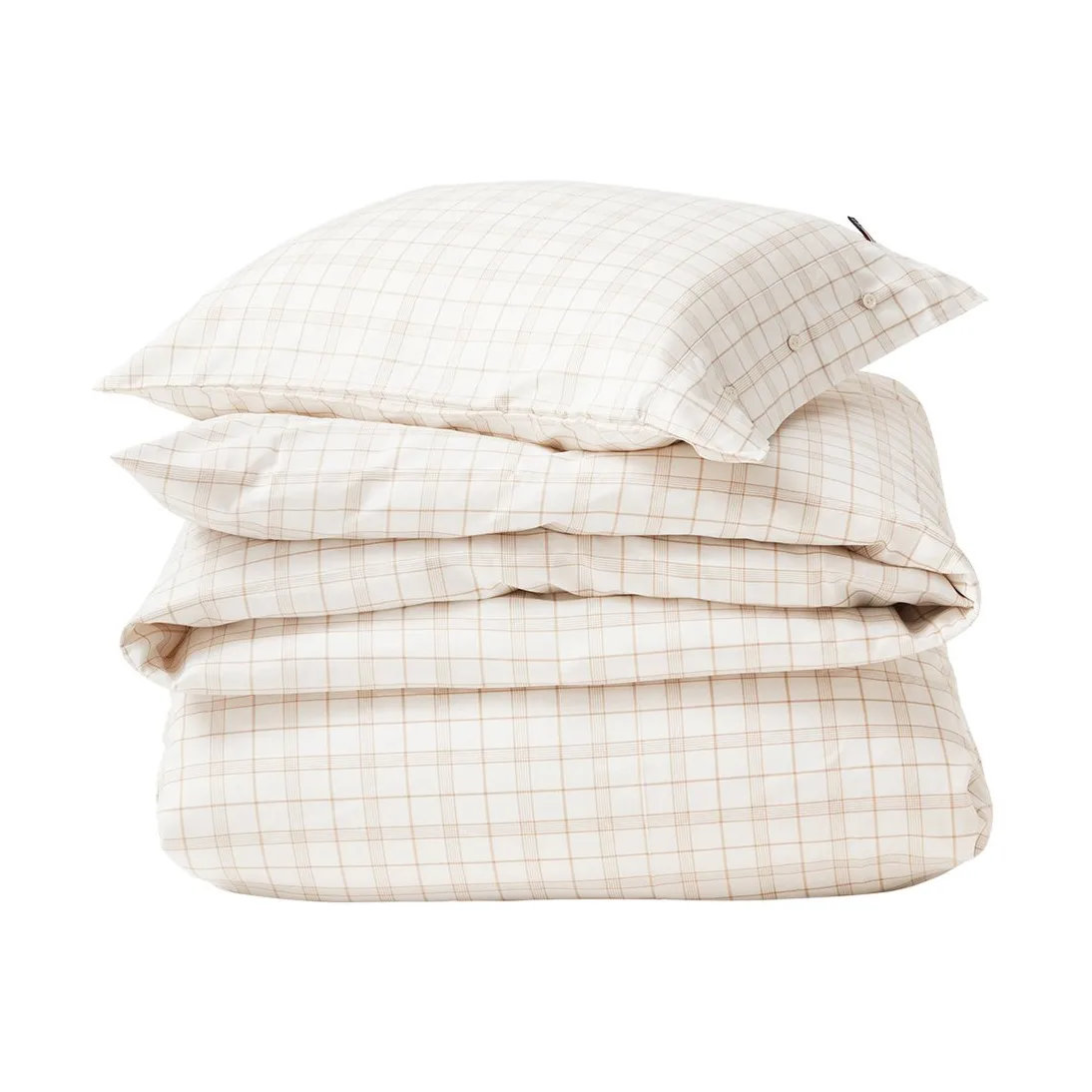 White/Beige Checked Lyocell/Cotton sengesett, 50x60 cm, 150x210 cm Lexington