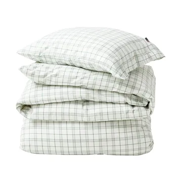 White/Green Checked Lyocell/Cotton sengesett - 50x60 cm, 220x220 cm - Lexington