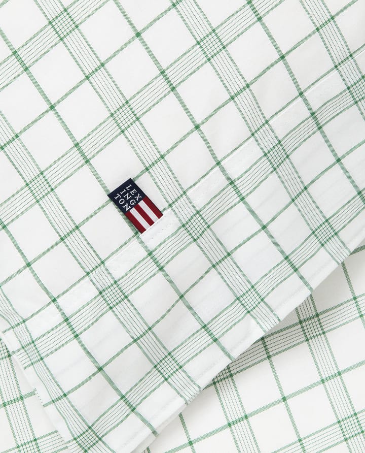 White/Green Checked Lyocell/Cotton sengesett, 50x60 cm, 220x220 cm Lexington
