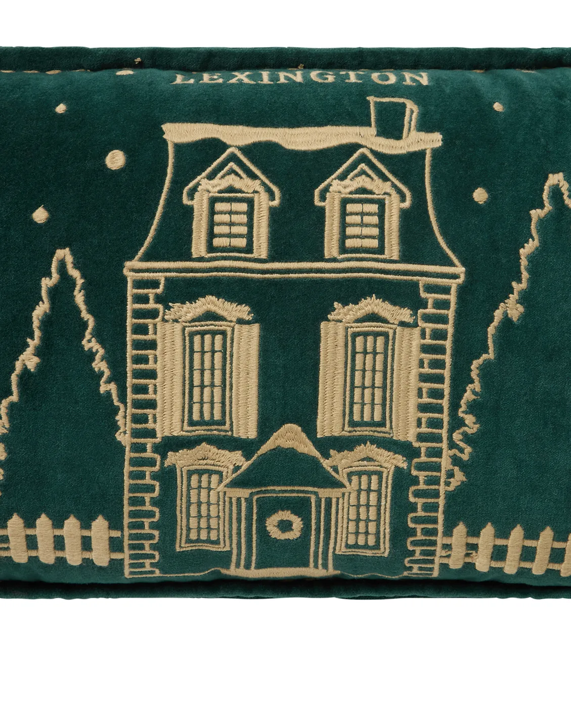 Winter House eko. fløyelsbomull pute 30x50 cm, Green-Light Beige Lexington