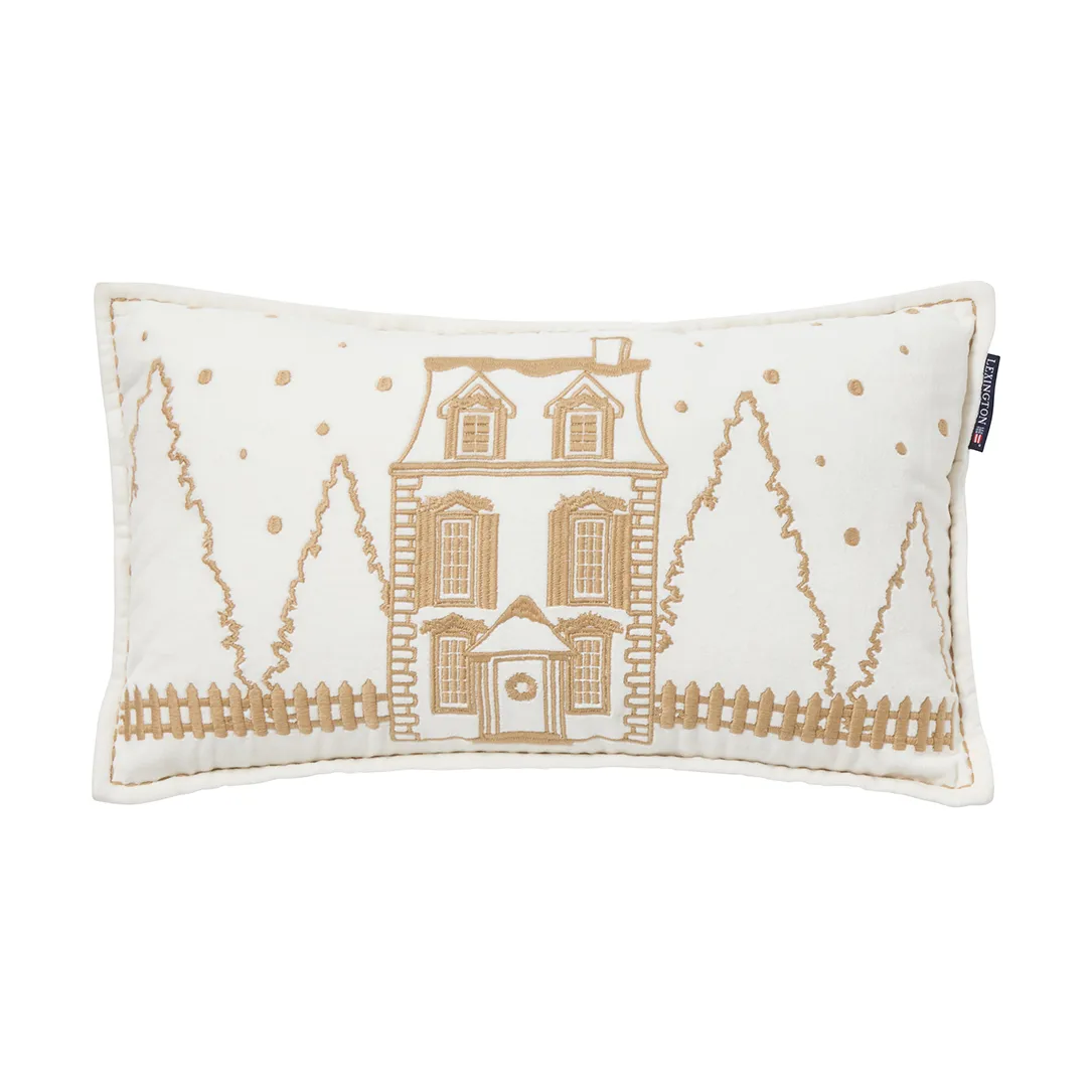 Winter House eko. fløyelsbomull pute 30x50 cm, White-Light beige Lexington