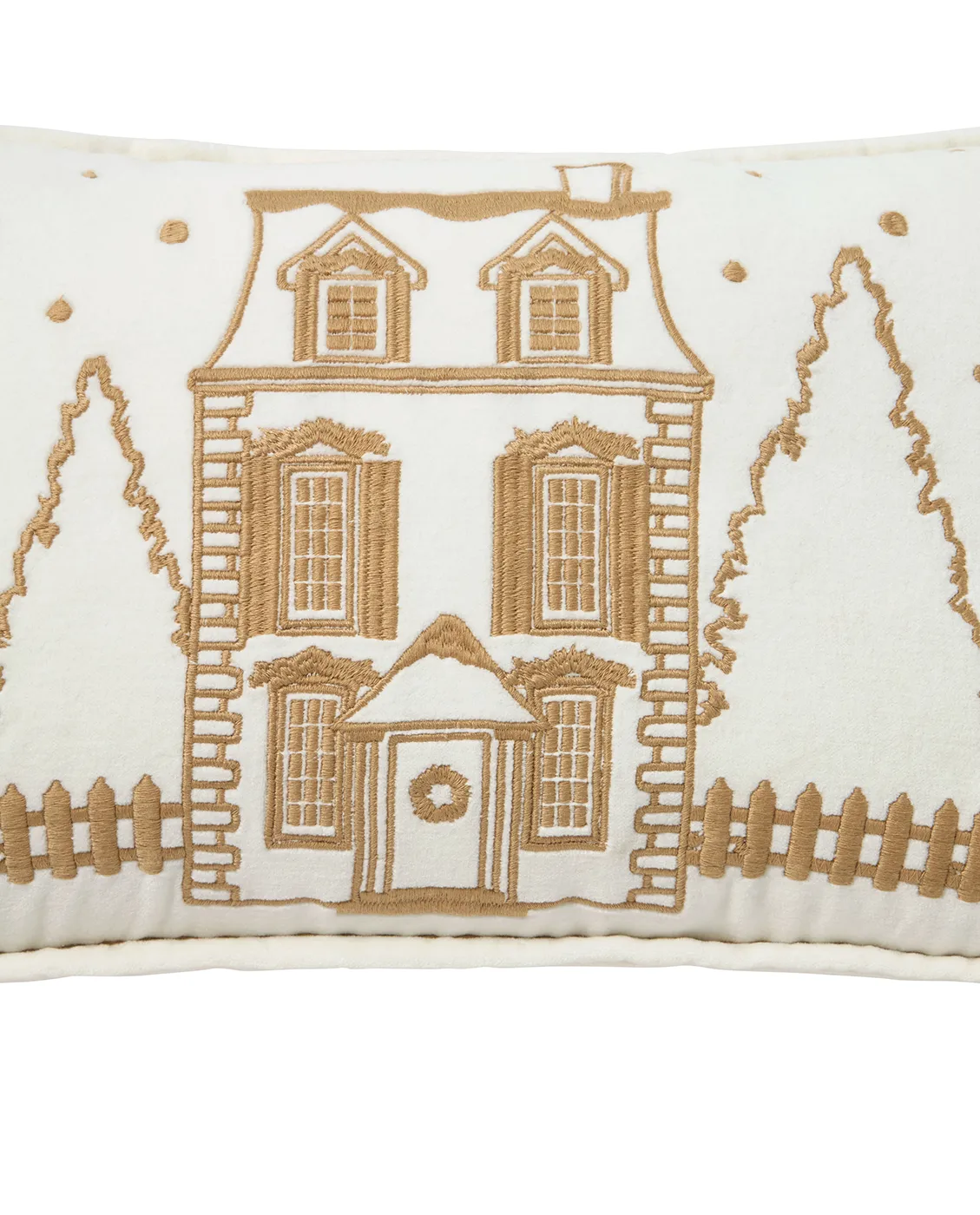 Winter House eko. fløyelsbomull pute 30x50 cm, White-Light beige Lexington
