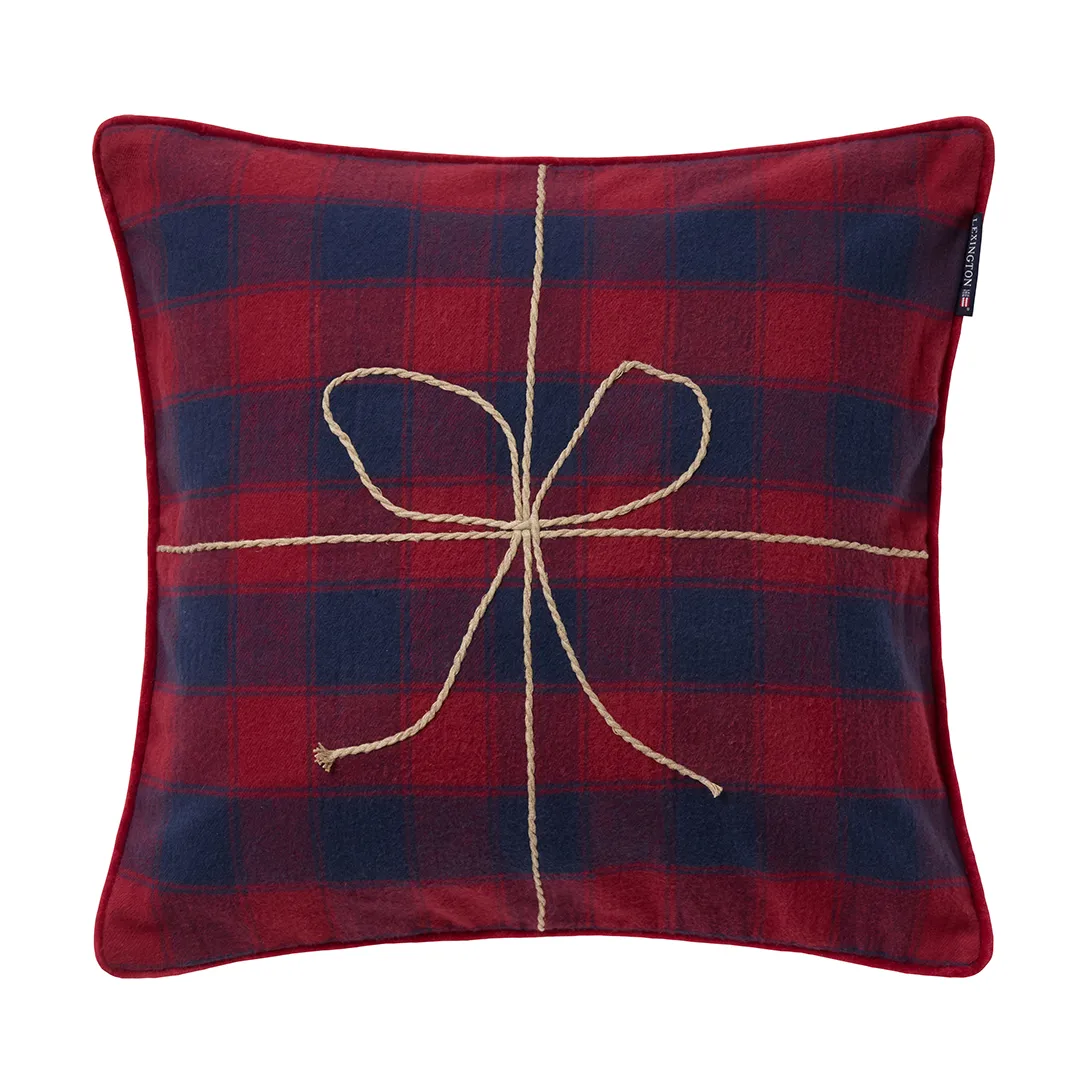 Wrapped checked eko. flanell putetrekk 50x50 cm, Dark blue-red Lexington