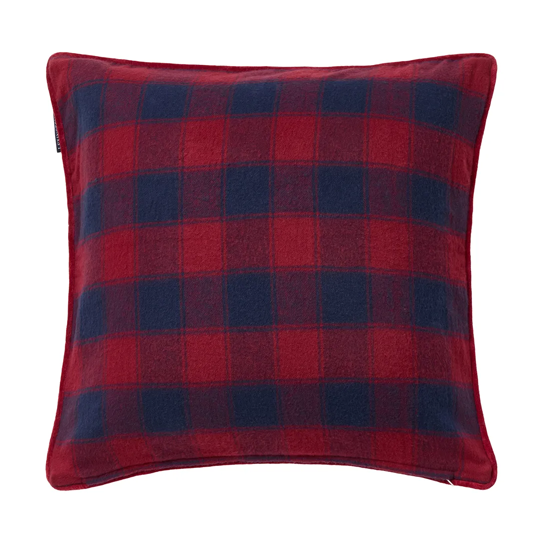 Wrapped checked eko. flanell putetrekk 50x50 cm, Dark blue-red Lexington