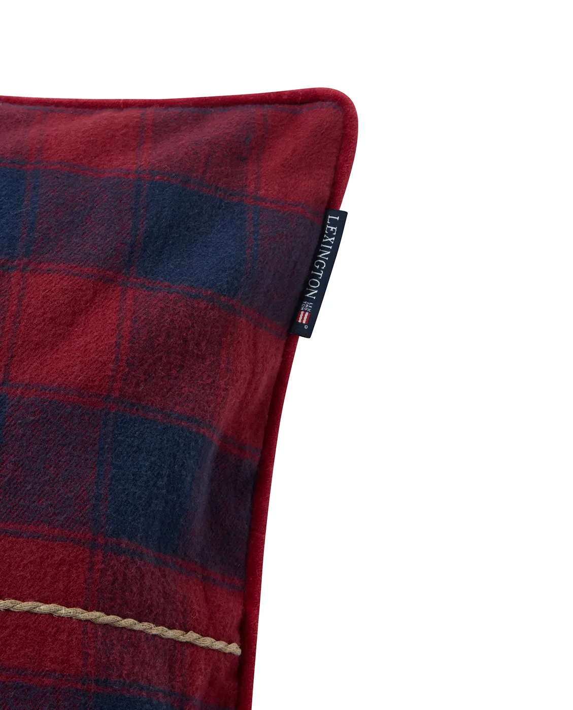 Wrapped checked eko. flanell putetrekk 50x50 cm, Dark blue-red Lexington