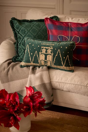 Wrapped checked eko. flanell putetrekk 50x50 cm - Dark blue-red - Lexington