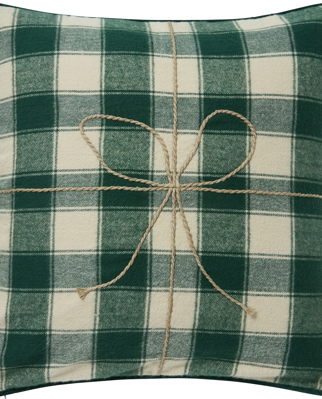 Wrapped checked eko. flanell putetrekk 50x50 cm, Light beige-green Lexington