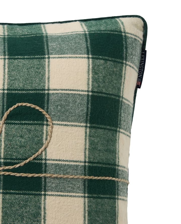 Wrapped checked eko. flanell putetrekk 50x50 cm, Light beige-green Lexington