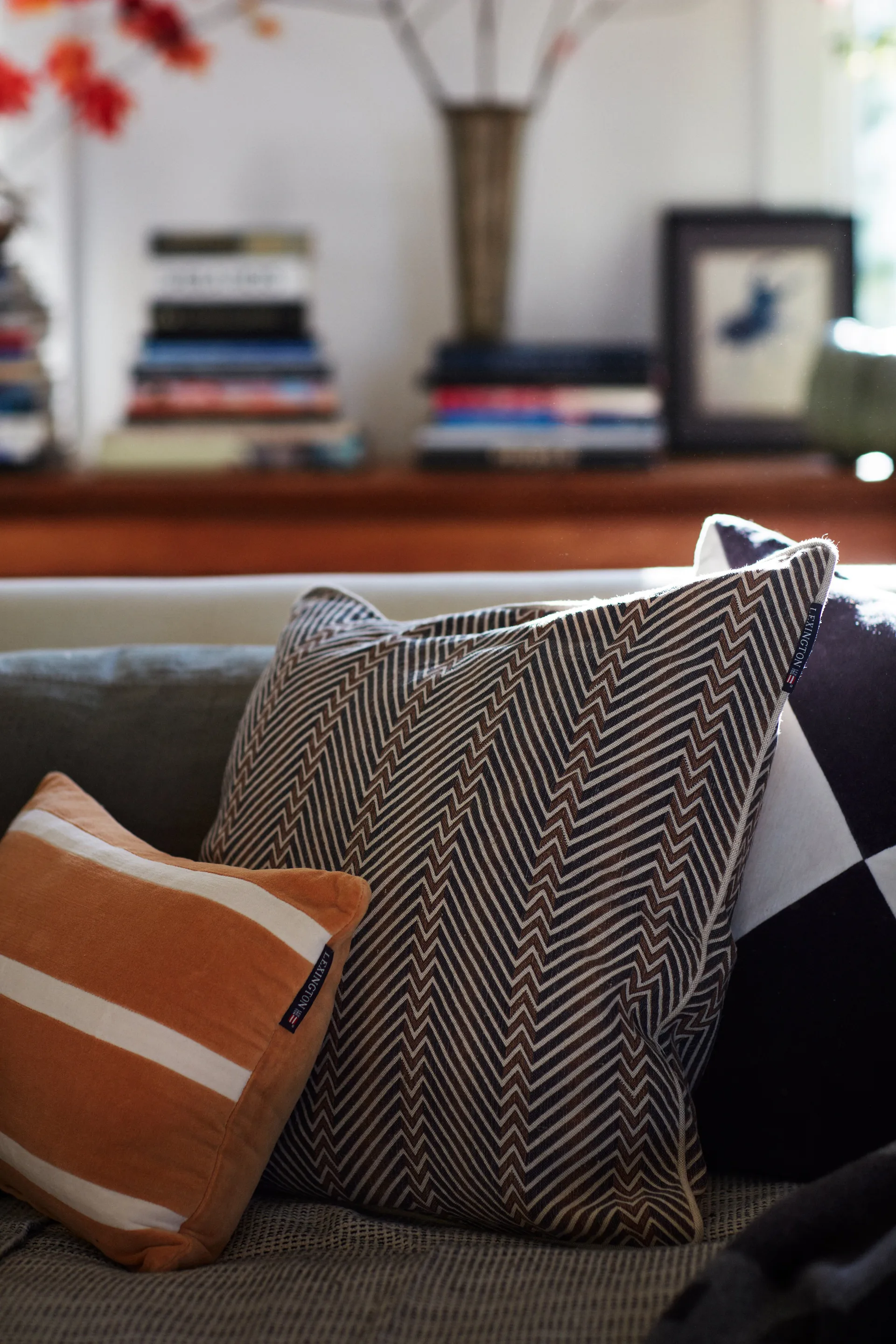 Zig Zag Printed putevar 50 x 50 cm, Brown-beige Lexington