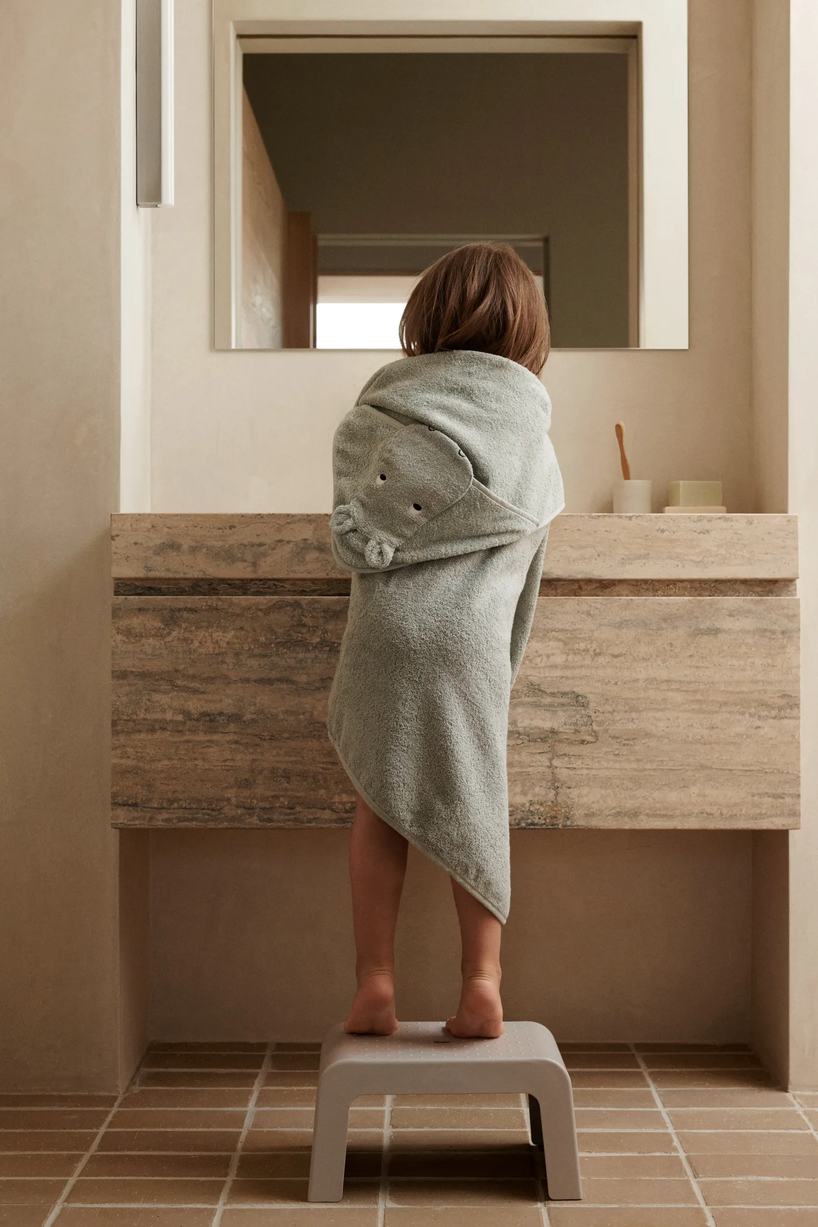 Albert badehåndkle med hette 70x70 cm, Hippo dove blue Liewood