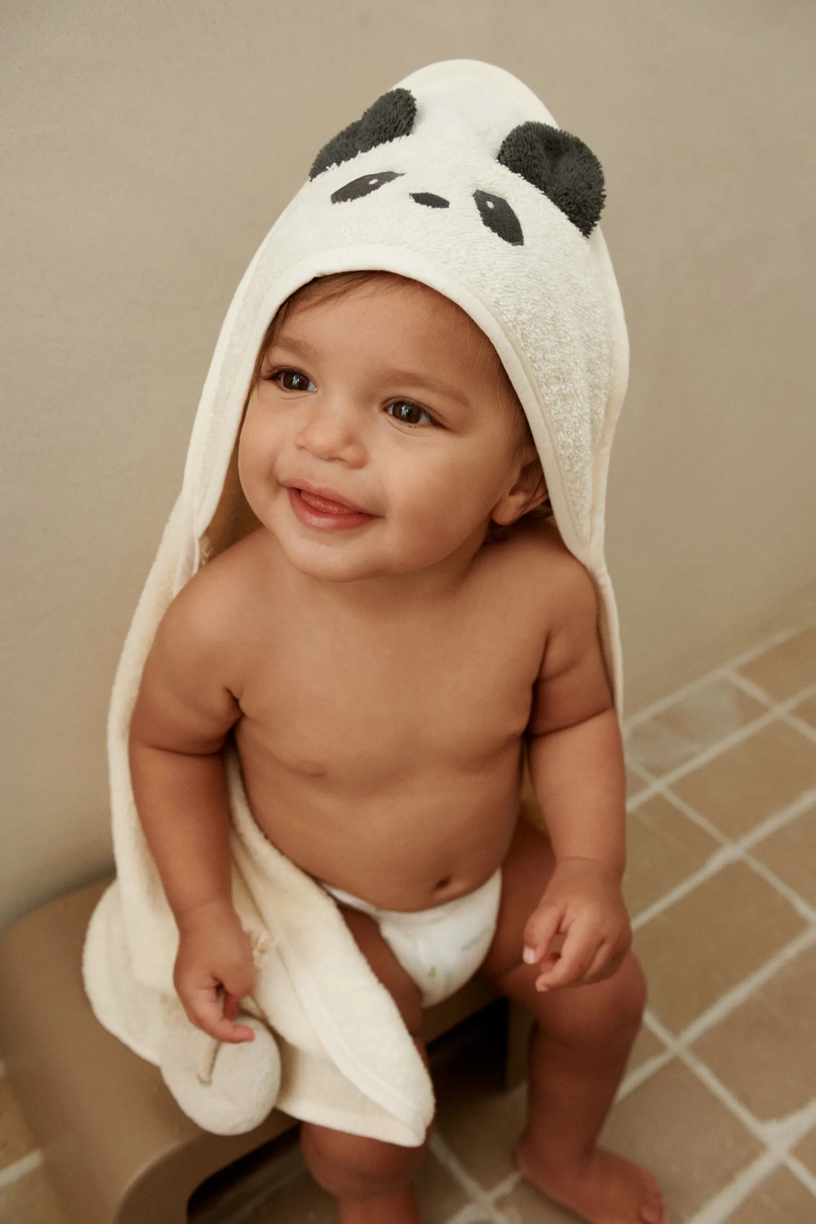 Albert badehåndkle med hette 70x70 cm, Panda creme de la creme Liewood