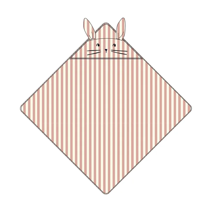 Albert hettehåndkle 70x70 cm - Coral blush-creme de la creme stripe - Liewood