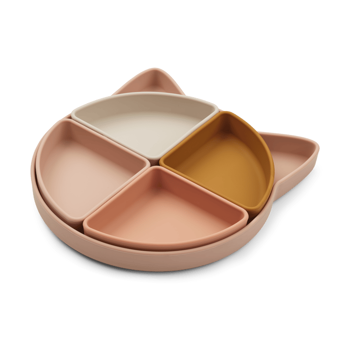 Arne barnetallerken + 4 boller - Cat rose multi mix - Liewood
