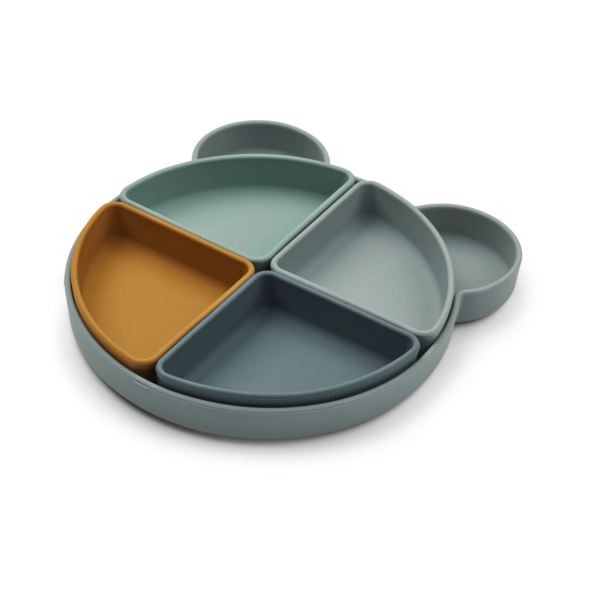 Arne barnetallerken + 4 boller, Mr bear blue fog multi mix Liewood