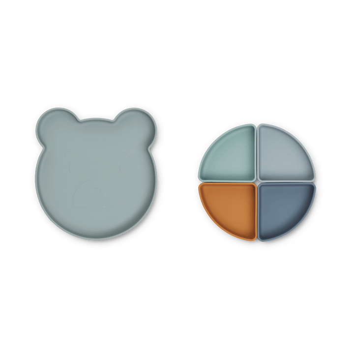 Arne barnetallerken + 4 boller, Mr bear blue fog multi mix Liewood