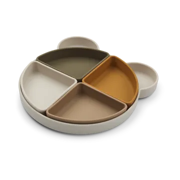 Arne barnetallerken + 4 boller - Mr bear sandy multi mix - Liewood