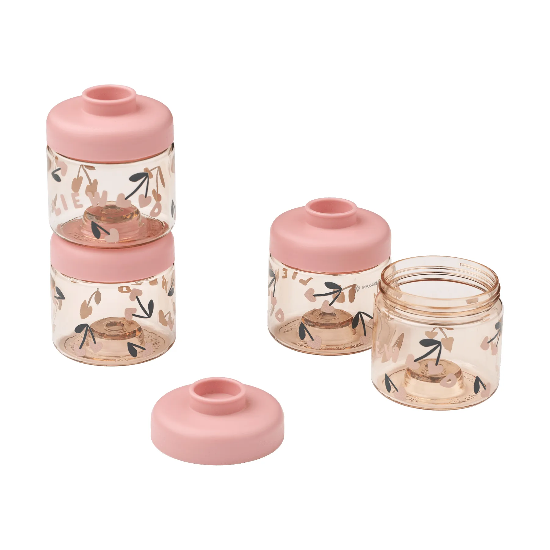 Dominique barnematglass 100 ml 4-pakning, Cherry heart-Rosey Liewood