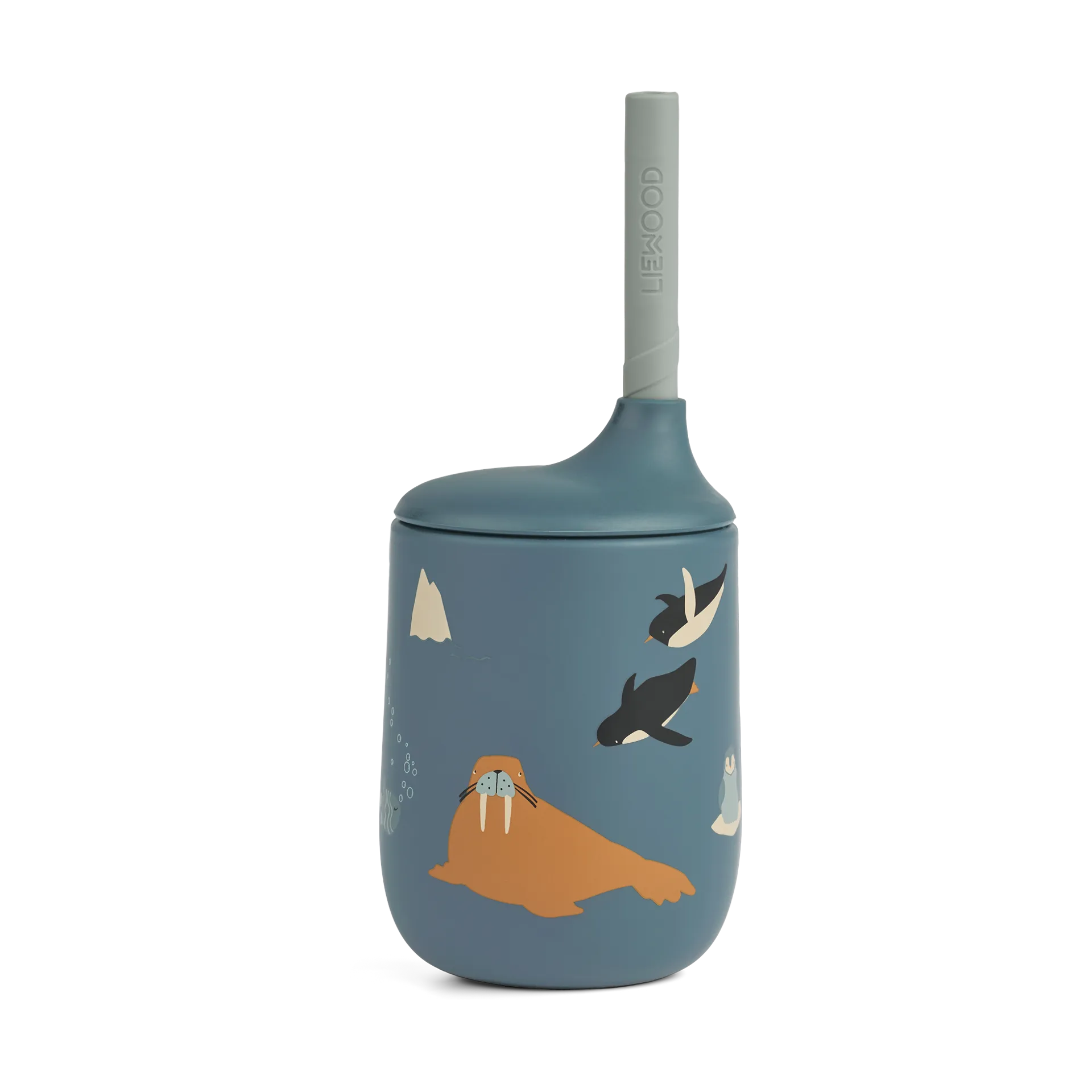 Ellis printed sippy cup tutekopp med sugerør 23 cl, Arctic Sea-Ocean view Liewood