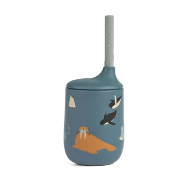 Ellis printed sippy cup tutekopp med sugerør 23 cl - Arctic Sea-Ocean view - Liewood
