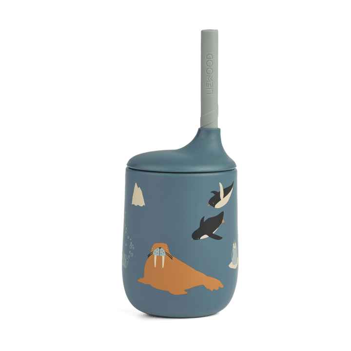 Ellis printed sippy cup tutekopp med sugerør 23 cl - Arctic Sea-Ocean view - Liewood