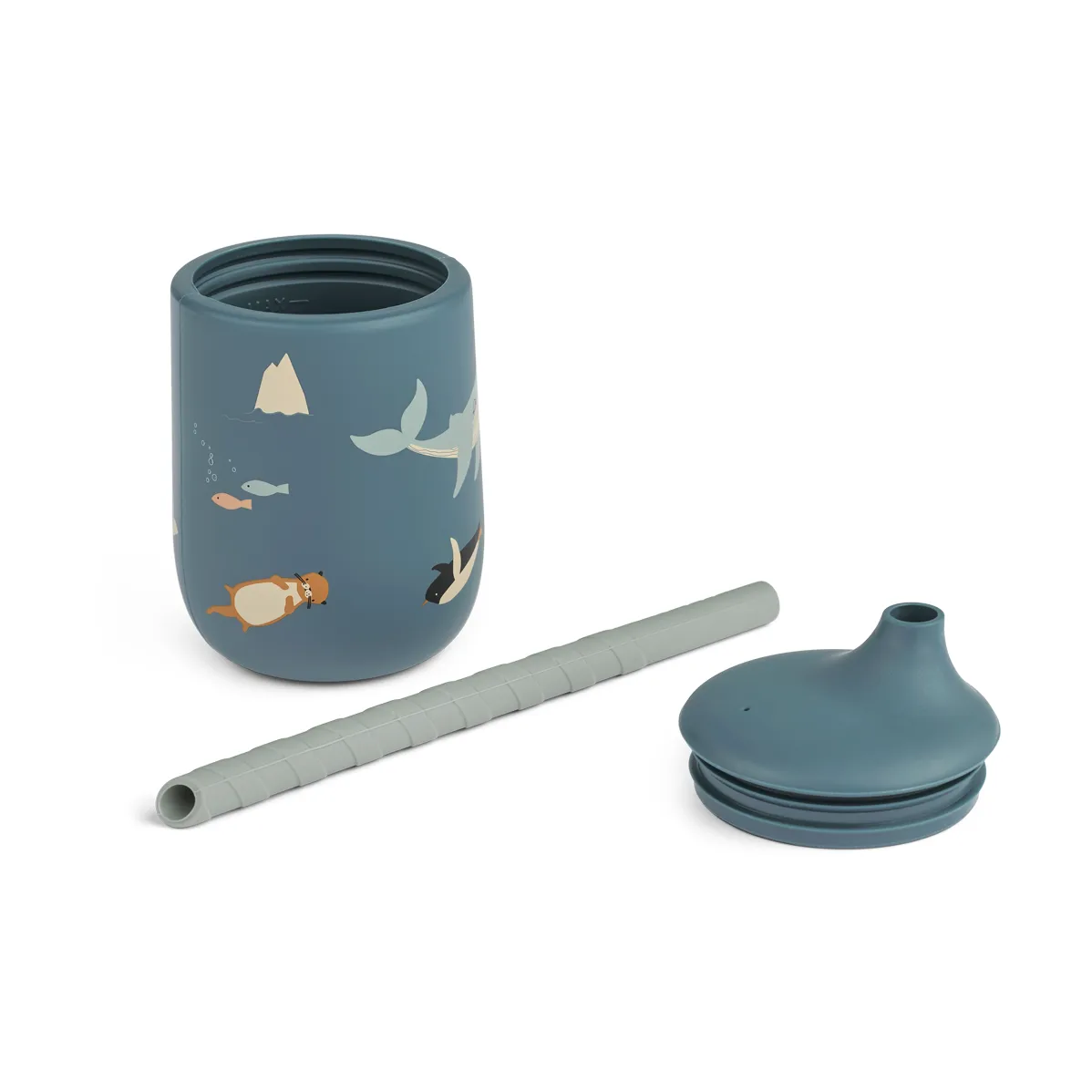 Ellis printed sippy cup tutekopp med sugerør 23 cl, Arctic Sea-Ocean view Liewood