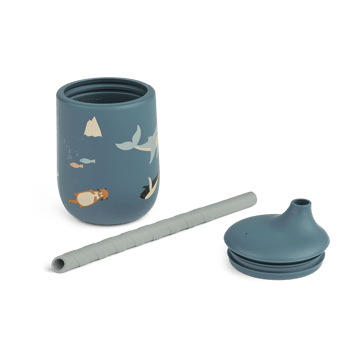Ellis printed sippy cup tutekopp med sugerør 23 cl - Arctic Sea-Ocean view - Liewood
