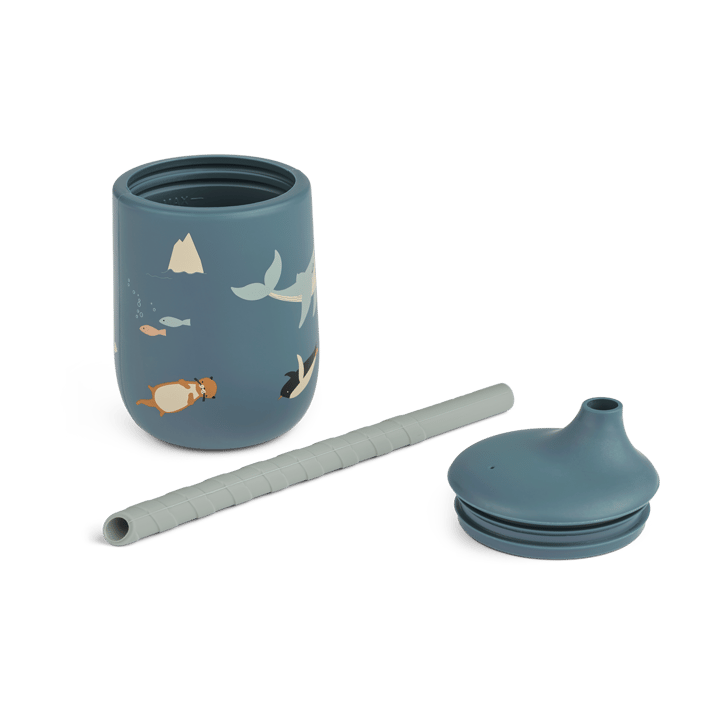 Ellis printed sippy cup tutekopp med sugerør 23 cl, Arctic Sea-Ocean view Liewood