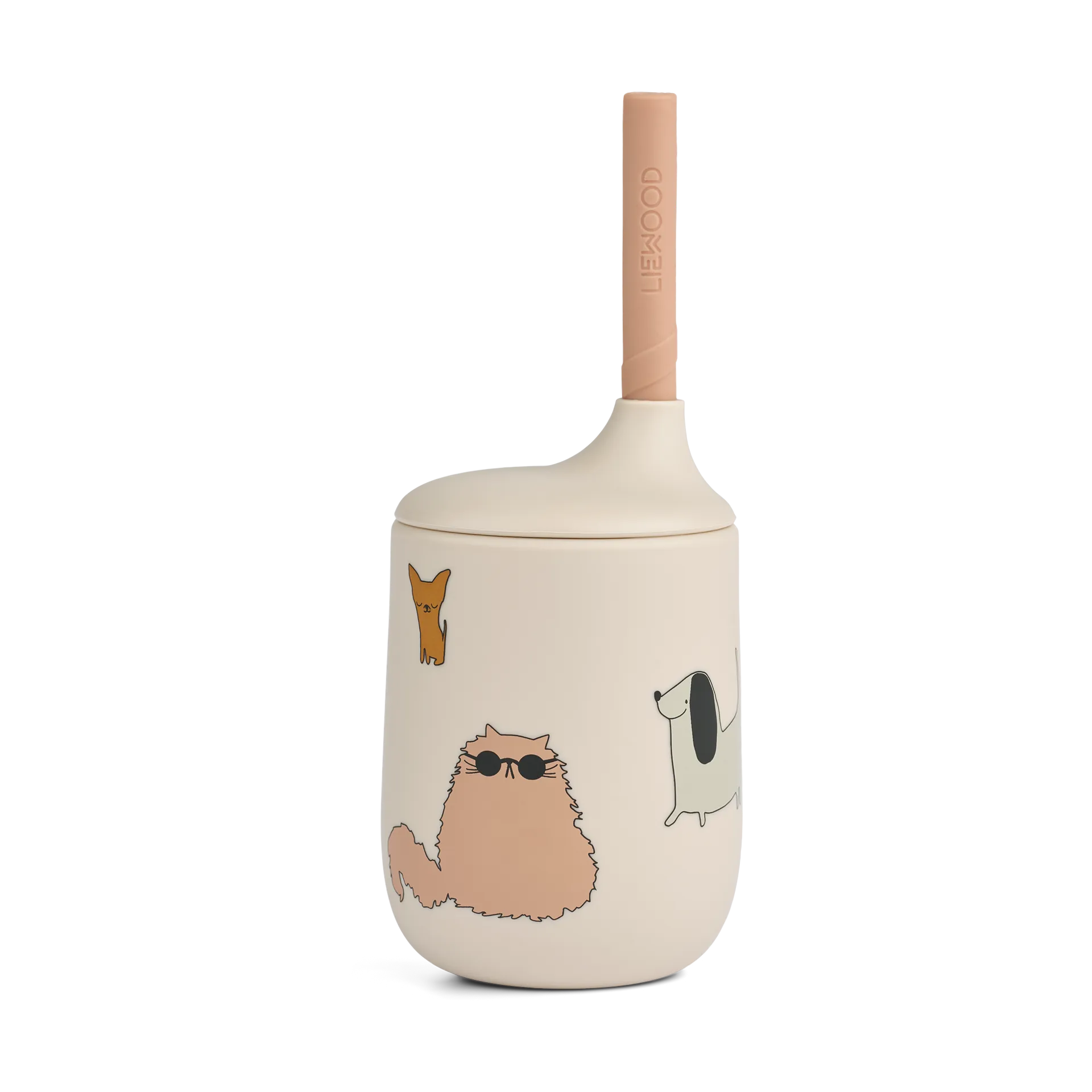 Ellis printed sippy cup tutekopp med sugerør 23 cl, Cats and Dogs-Sandy Liewood