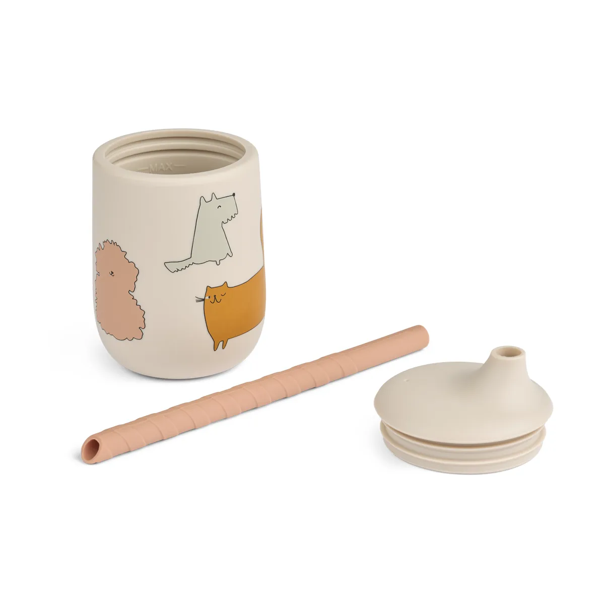 Ellis printed sippy cup tutekopp med sugerør 23 cl, Cats and Dogs-Sandy Liewood