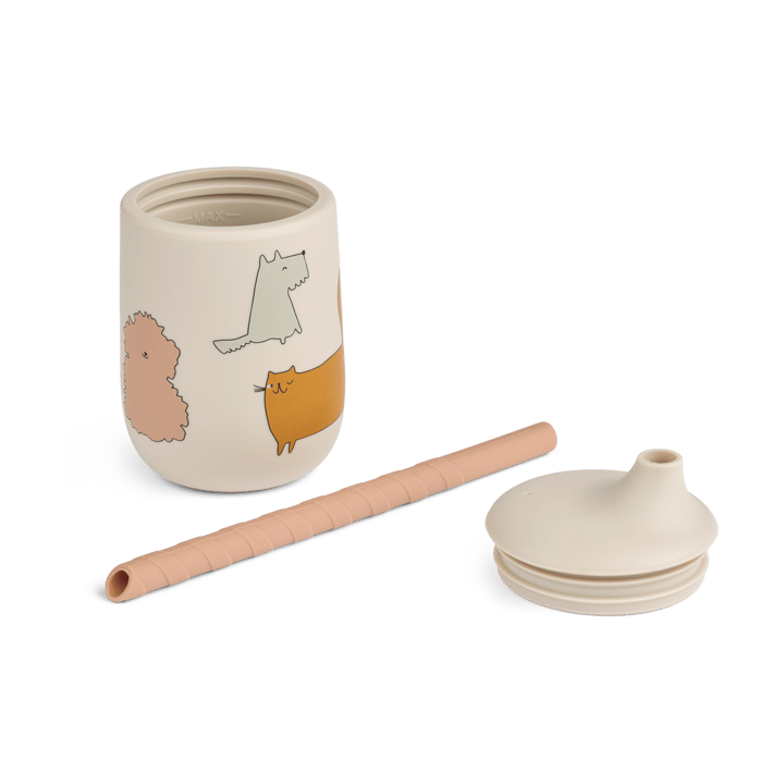 Ellis printed sippy cup tutekopp med sugerør 23 cl, Cats and Dogs-Sandy Liewood