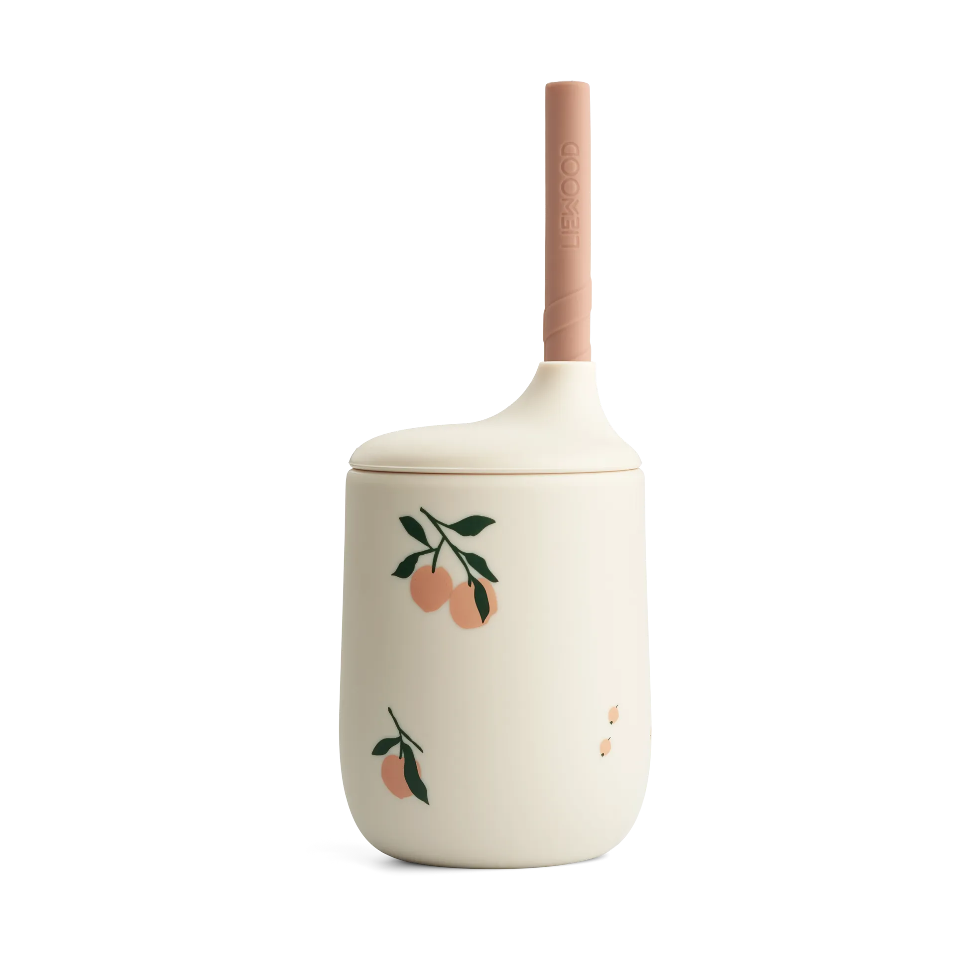 Ellis printed sippy cup tutekopp med sugerør 23 cl, Peach-Sea shell mix Liewood