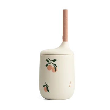 Ellis printed sippy cup tutekopp med sugerør 23 cl - Peach-Sea shell mix - Liewood
