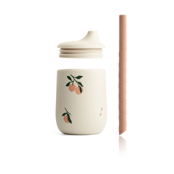 Ellis printed sippy cup tutekopp med sugerør 23 cl - Peach-Sea shell mix - Liewood