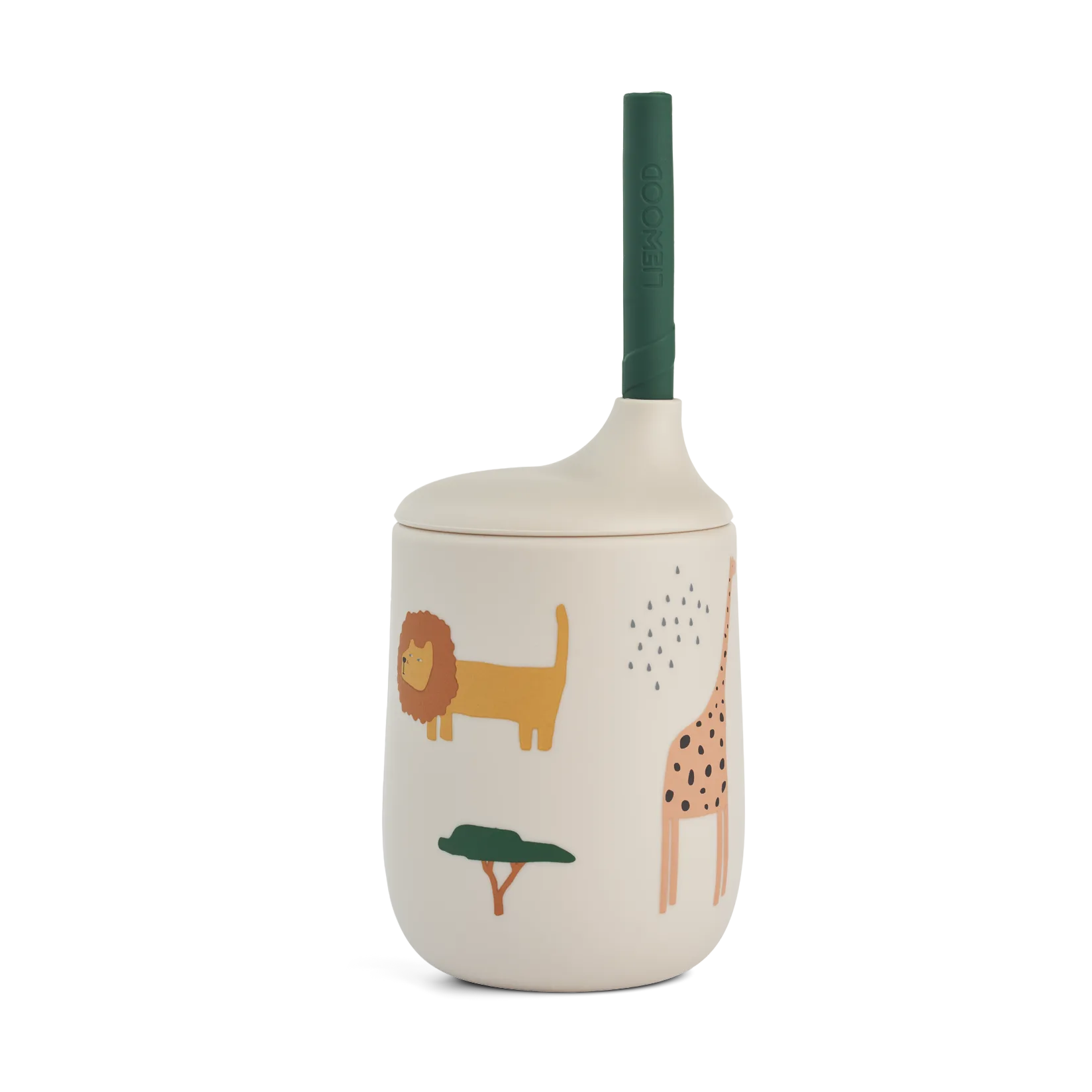 Ellis printed sippy cup tutekopp med sugerør 23 cl, Safari sandy mix Liewood