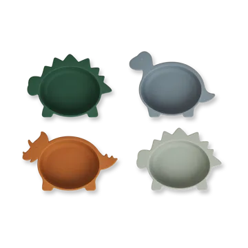 Iggy silikonbolle 4 deler - Dino blue multi mix - Liewood