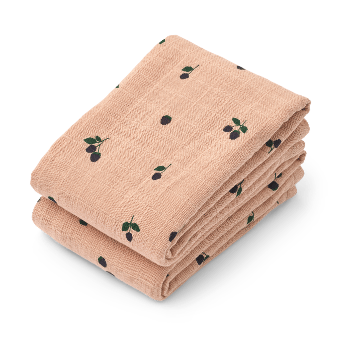 Lewis muslinpledd 2-pakning 65x65 cm - Mini Berry-Pale tuscany - Liewood
