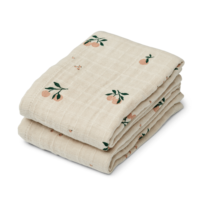 Lewis muslinpledd 2-pakning 65x65 cm - Peach-Sea shell mix - Liewood