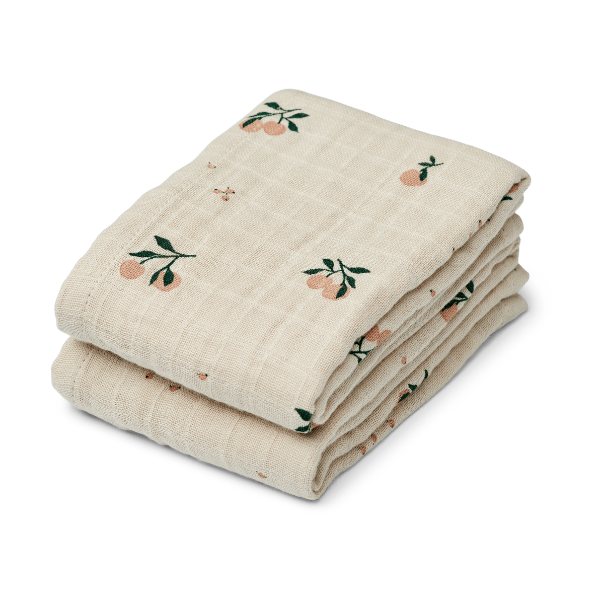Bilde av Liewood Lewis muslinpledd 2-pakning 65x65 cm Peach-Sea shell mix