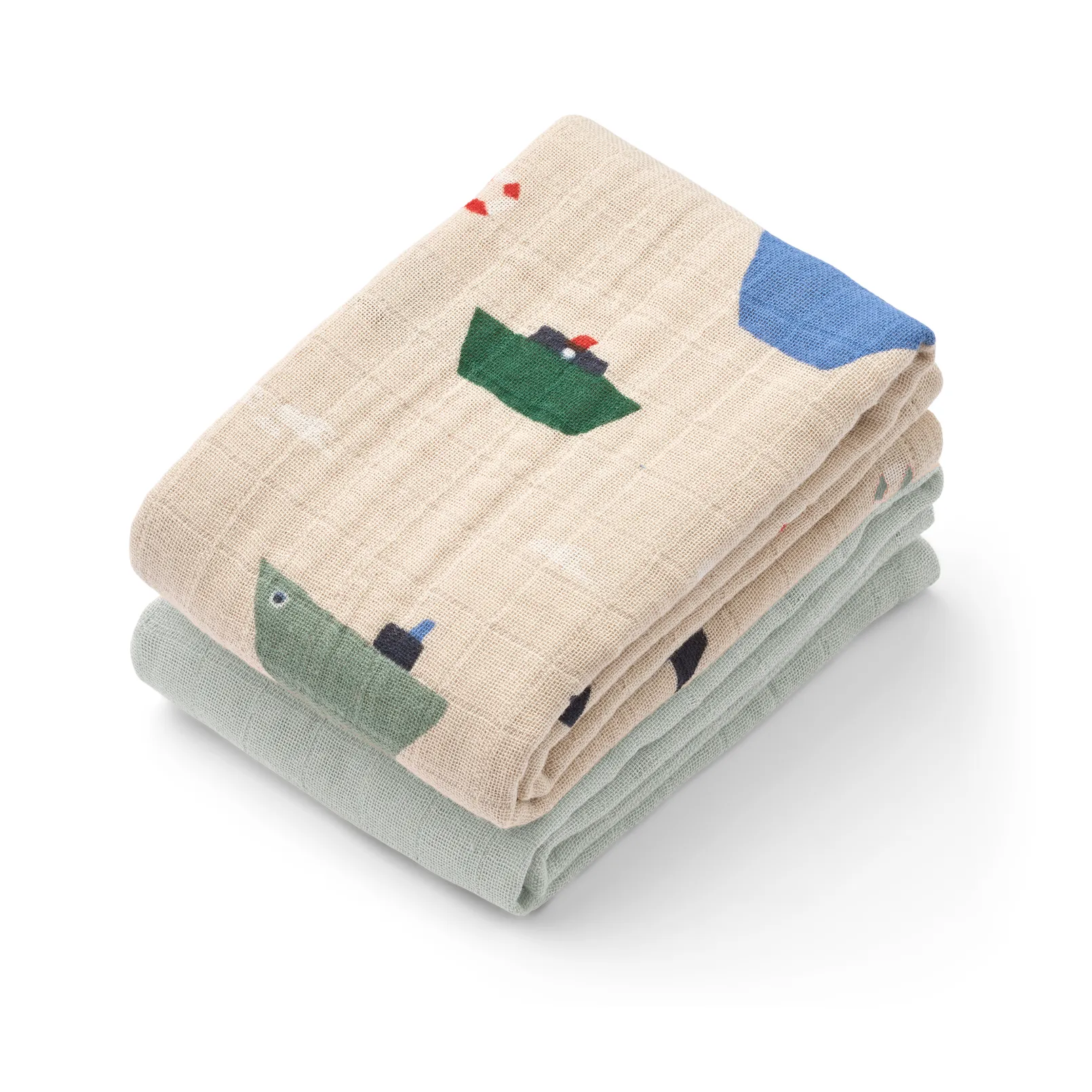 Lewis muslinpledd 2-pakning 65x65 cm, Sailing-dove blue mix Liewood